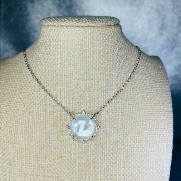 Bomb Party Jewelry - Bomb Party White Quartz on Rhodium Necklace